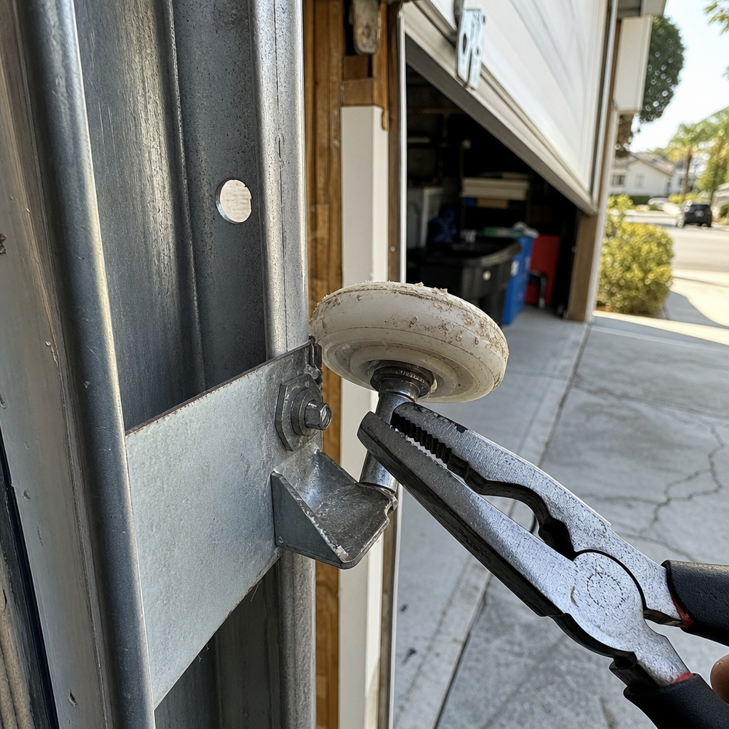 Garage door roller repair with pliers